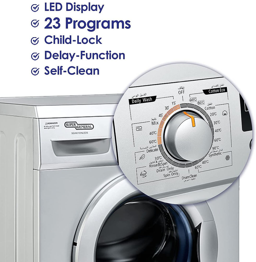 Thumbnail: Super General 7kg Front Load Washing Machine, White - SGW-6100-N