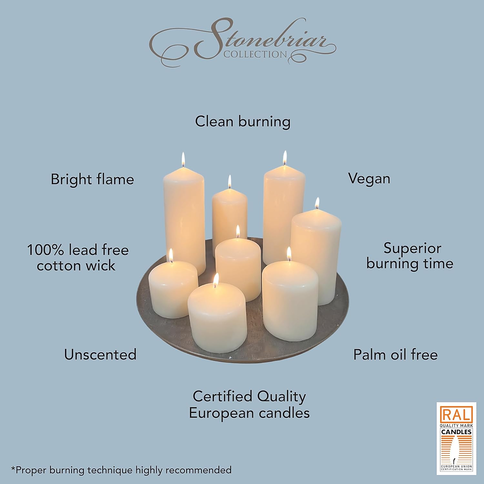 Thumbnail: Unscented White Tall Pillar Candles, 65 Hour Burning Candle Pillars, Perfect for