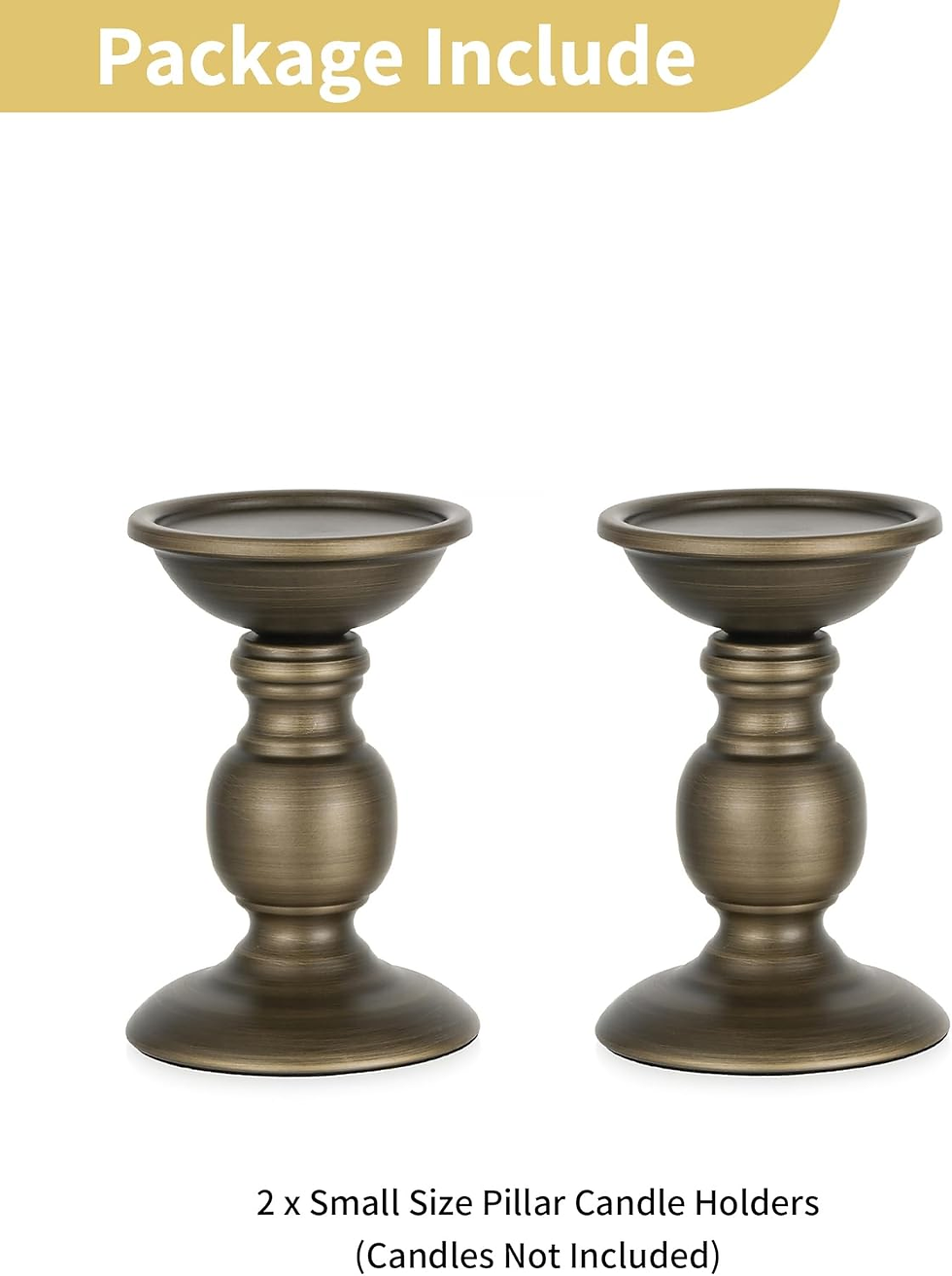 Thumbnail: 2 Pcs Bronze Iron Pillar Candle Holders, Most Ideal for 3" Pillar Candle, Gifts 