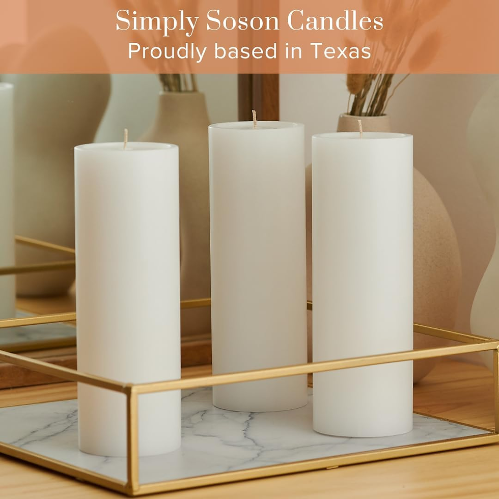 Thumbnail: 3X8 Inch White Pillar Candles Set of 3, Smooth Texture, Unscented White Candles,