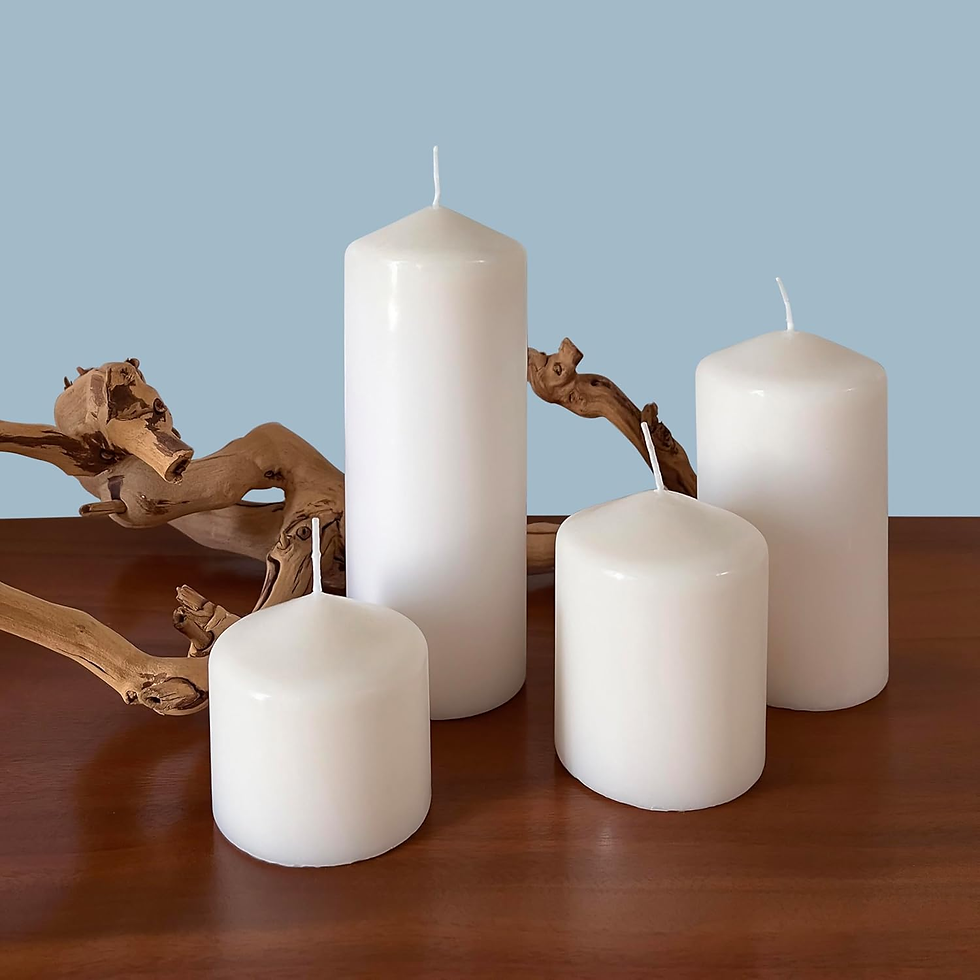 Thumbnail: Unscented White Tall Pillar Candles, 65 Hour Burning Candle Pillars, Perfect for