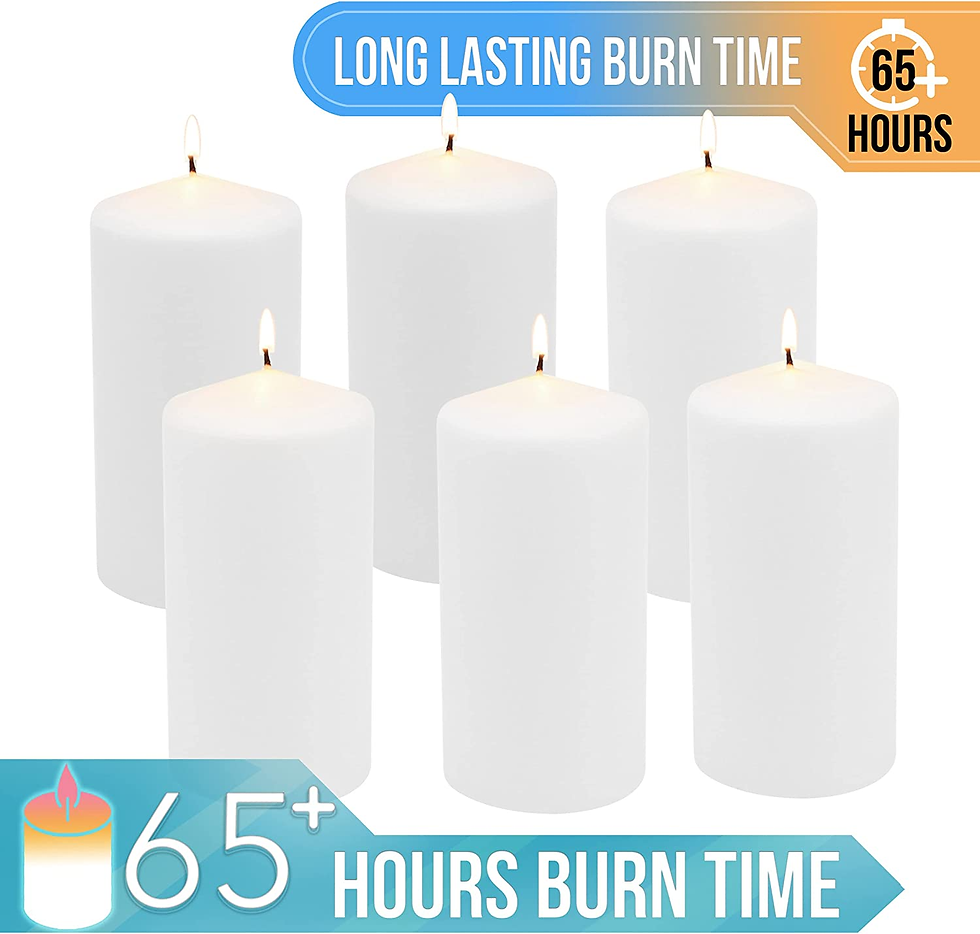 Thumbnail: Unscented White Tall Pillar Candles, 65 Hour Burning Candle Pillars, Perfect for
