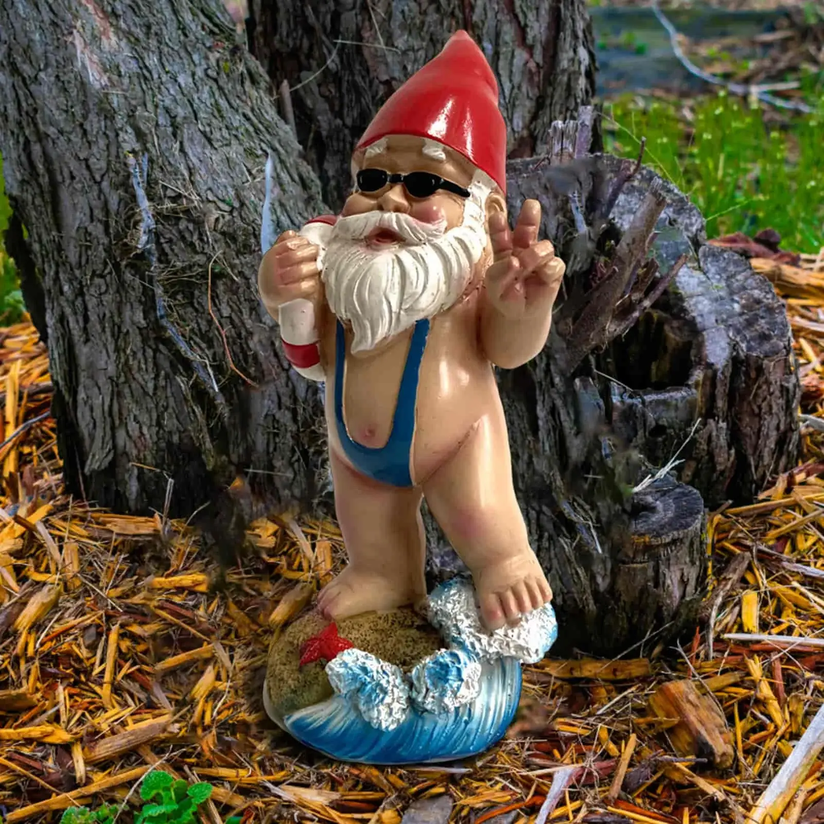Garden Naked Gnome Statue Lawn Ornament
