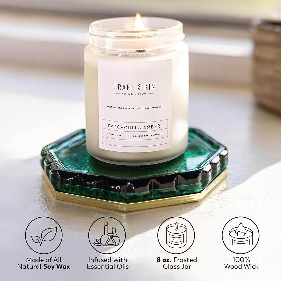 Thumbnail: Patchouli & Amber Scented Candle | 8 Oz, 45-Hour Long Lasting | Classic Soy with