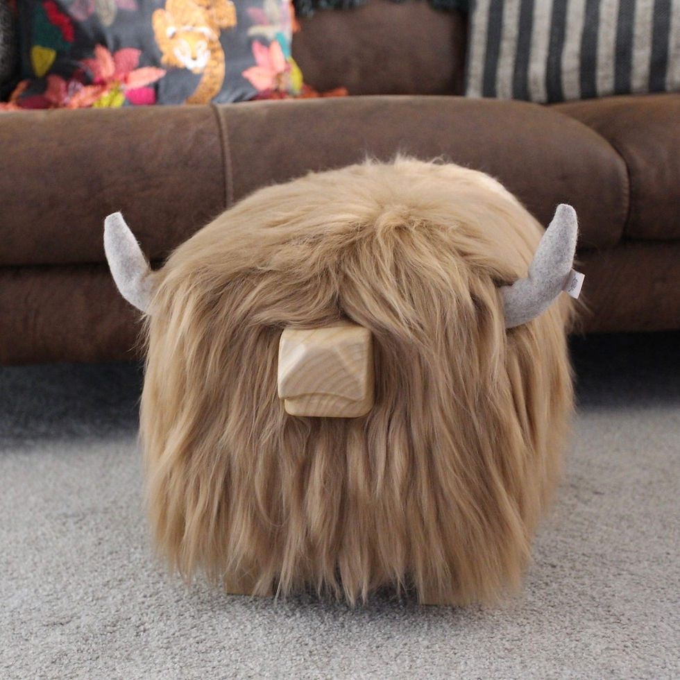 Thumbnail: Highland Cow Footstool - 'Butterscotch'