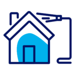 Icon of a house being pressure washed. This image relates to pressure washing a home.