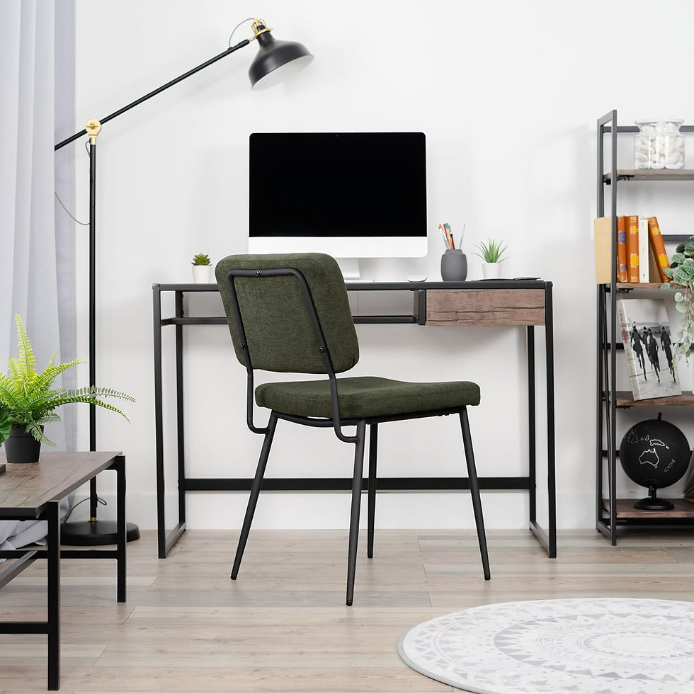 MEUBLE COSY Set di 4 Sedie da Pranzo Imbottito con Schienale Senza Braccioli in Tessuto Gambe in Metallo per Cucina Sala Soggiorno, Spugna, Verde, 54x45x82cm