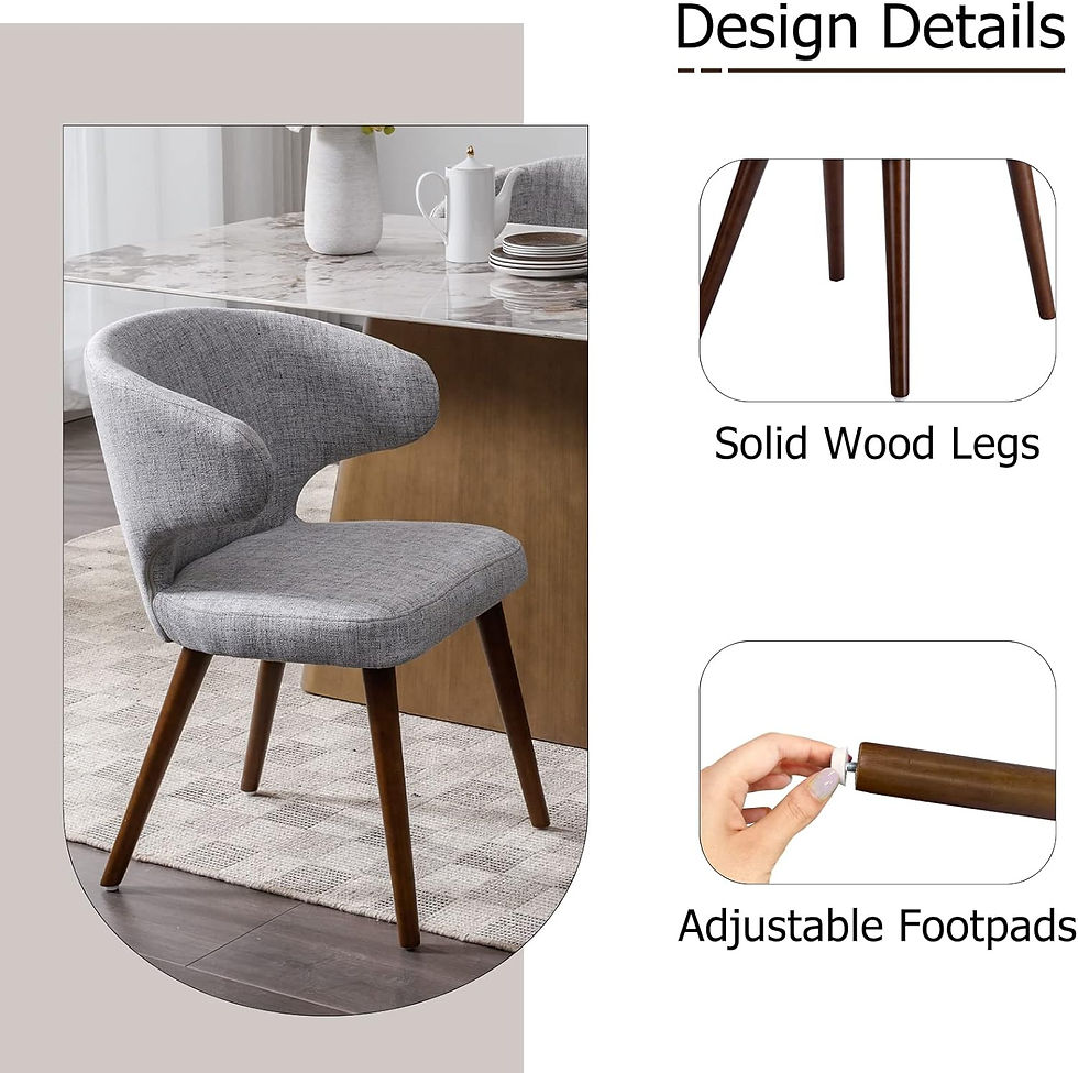 Wahson Set di 4 Sedie da Pranzo in Lino Sedie da Cucina Moderne con Gambe in Legno, Poltrona Imbottita per Sala da Pranzo/Soggiorno,Grigio