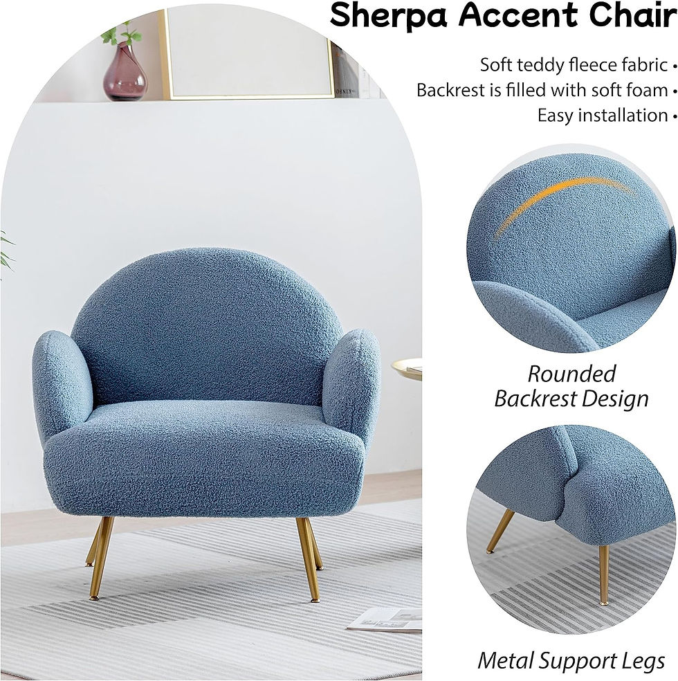 AISALL Poltrona Imbottita, Sedia da Salotto Moderna con Gambe in Metallo Nero, Poltrona da Salotto/Camera da Letto/caffè, Sedia da Divano, Blu