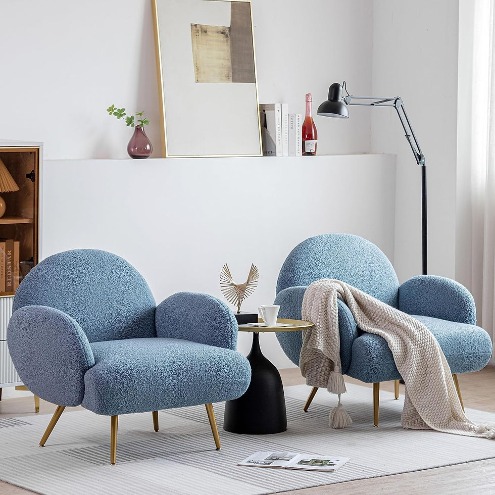 AISALL Poltrona Imbottita, Sedia da Salotto Moderna con Gambe in Metallo Nero, Poltrona da Salotto/Camera da Letto/caffè, Sedia da Divano, Blu