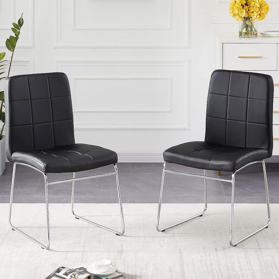 SICOTAS Set di 2 Sedie da Sala da Pranzo - Set di Sedie Tappezzate in Ecopelle - Stile Cantilever con Gambe in Acciaio Cromato per Cucina, Soggiorno, Ufficio, Bianco, 46,5x43x87cm, Nero