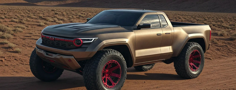 Futuristic bronze pickup truck with over