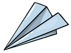 Minimalist illustration of a paper aeroplane – symbolising creative thinking and learning journey
