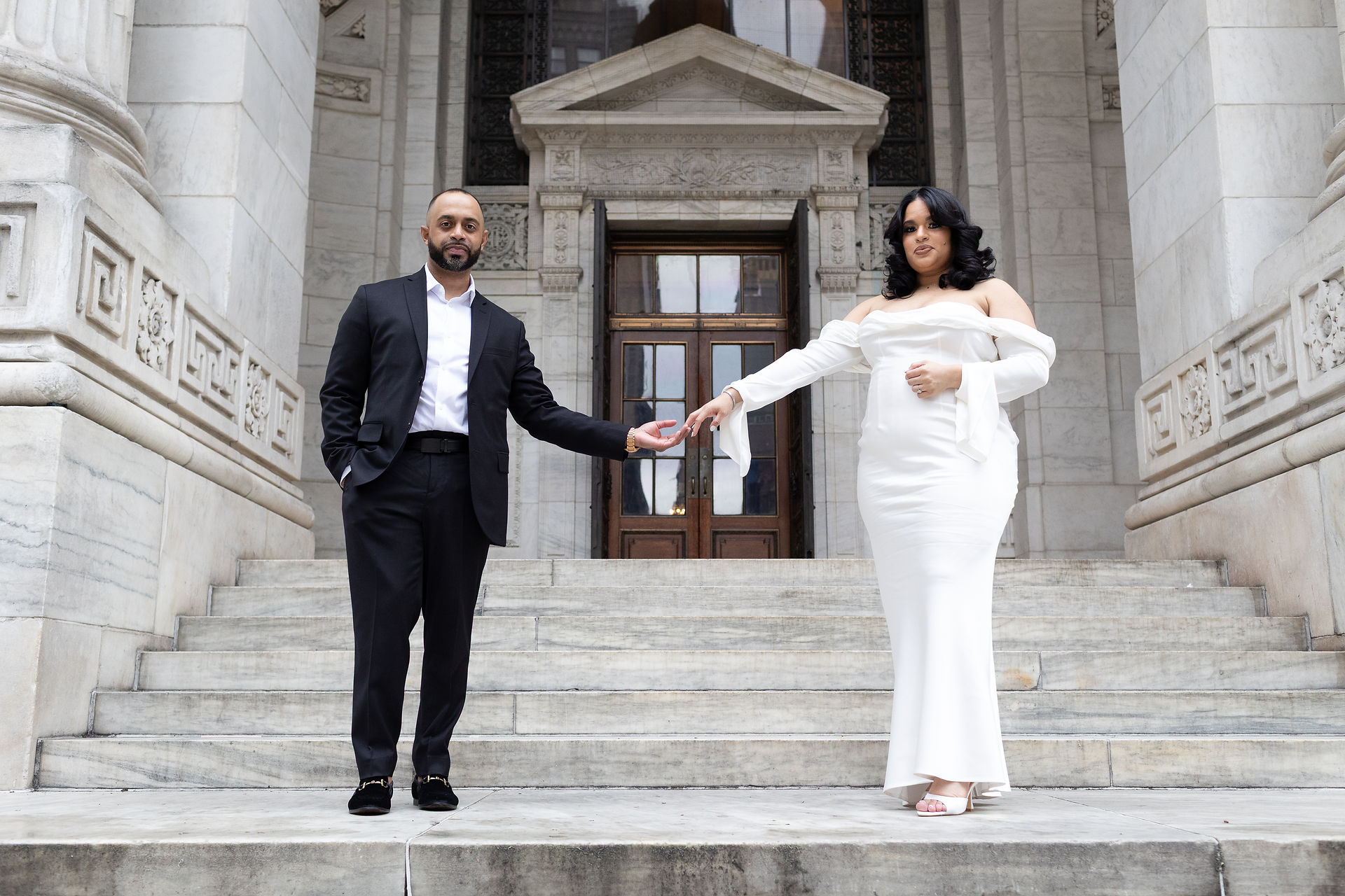 stunning engagement photo session at the NY public library