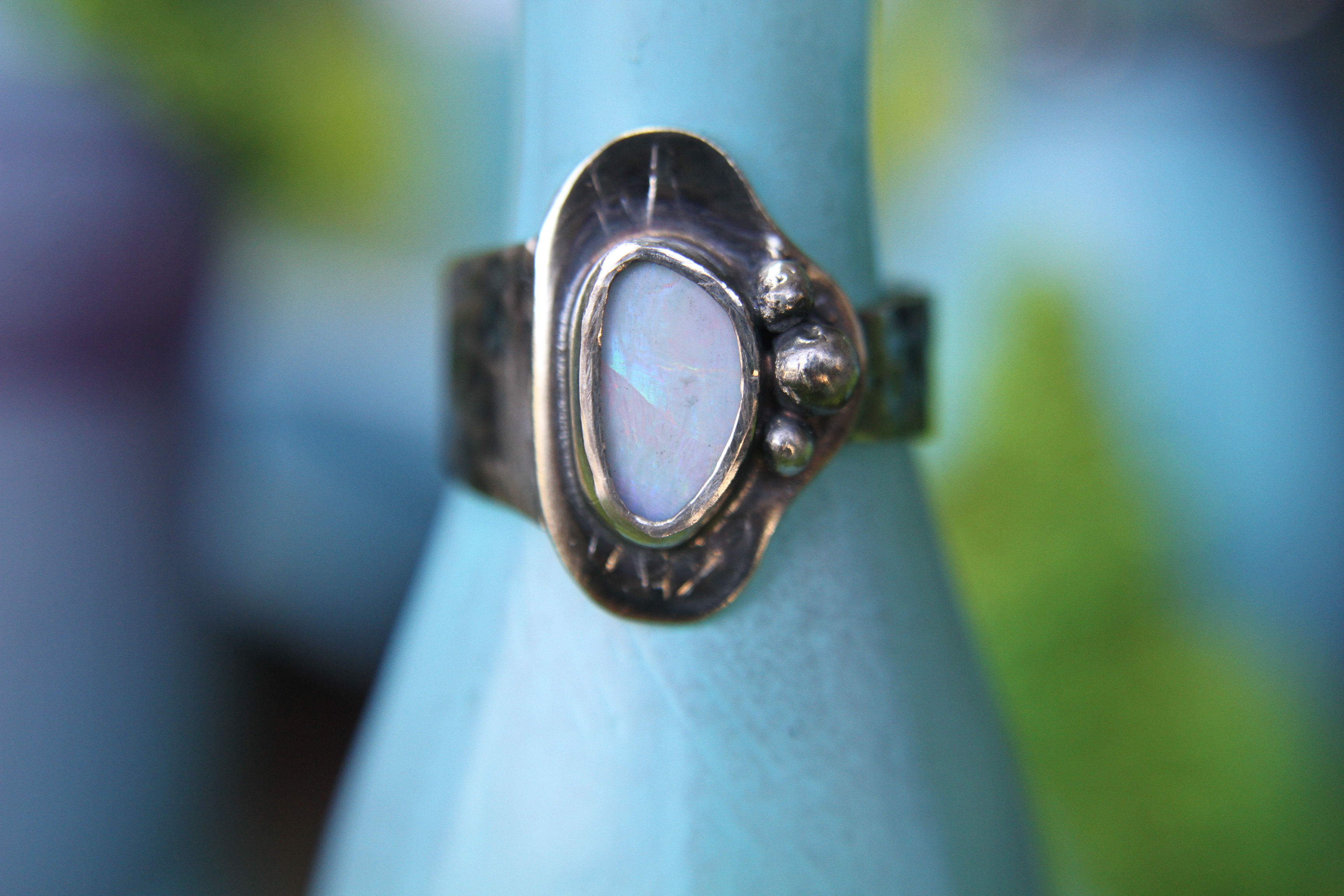 handmade Opal doublet fancy ring by Blu Artwork Designs Fine artist in New Jersey