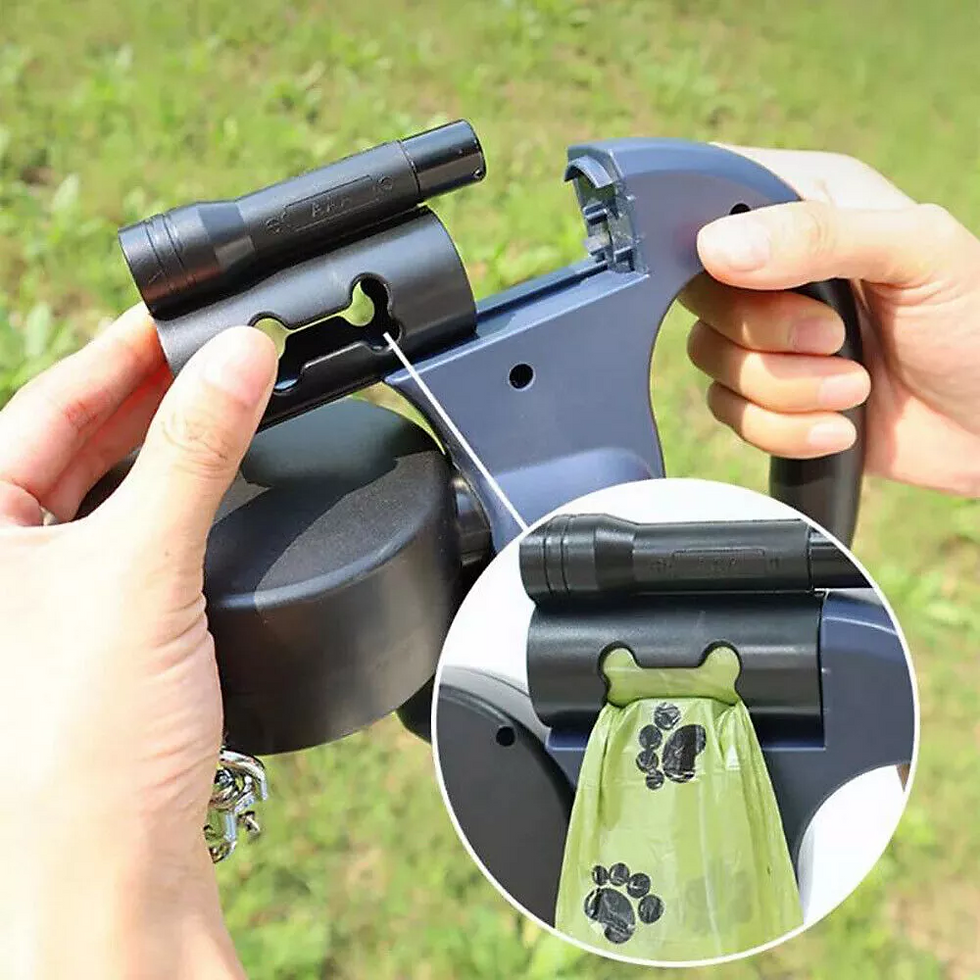 Thumbnail: Dual Pet Leash Retractable Reflective Lead 360 Swivel Double Dog Walking Leash