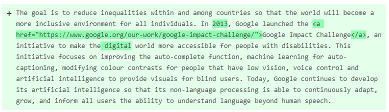 Google example initiative on reducing inequality