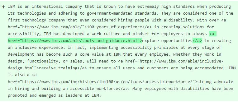IBM example about inclusivity