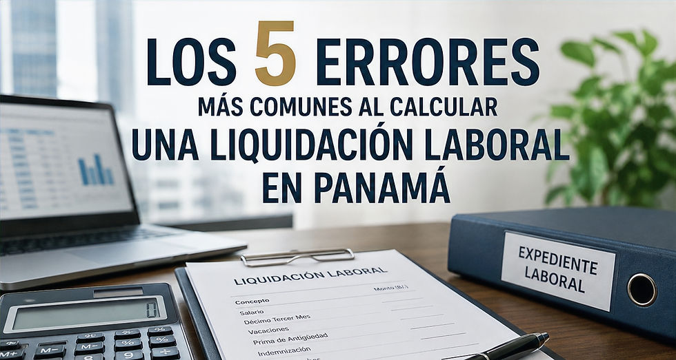 Ilustración corporativa sobre los errores más comunes al calcular una liquidación laboral en Panamá para empresas y departamentos de Recursos Humanos.
