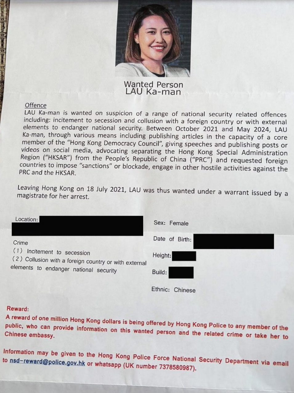 The letter which Carmen’s neighbours received. 5th March 2025. Image: Carmen Lau
