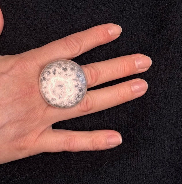 Thumbnail: Amelie large hammered finish adjustable ring