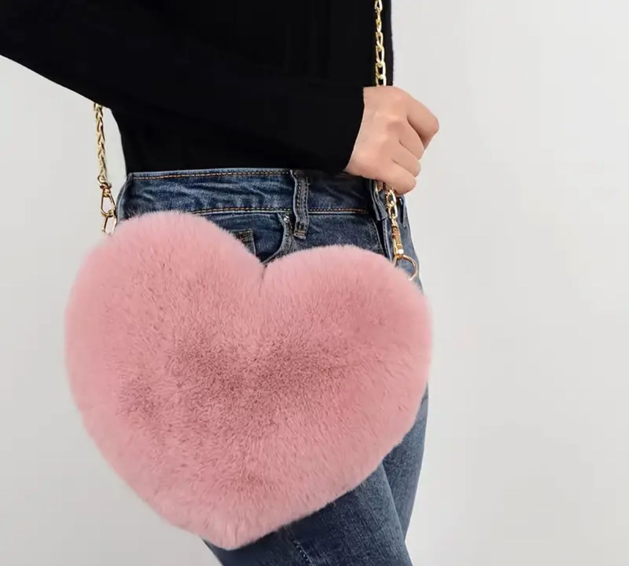 Faux Fur Heart Bag