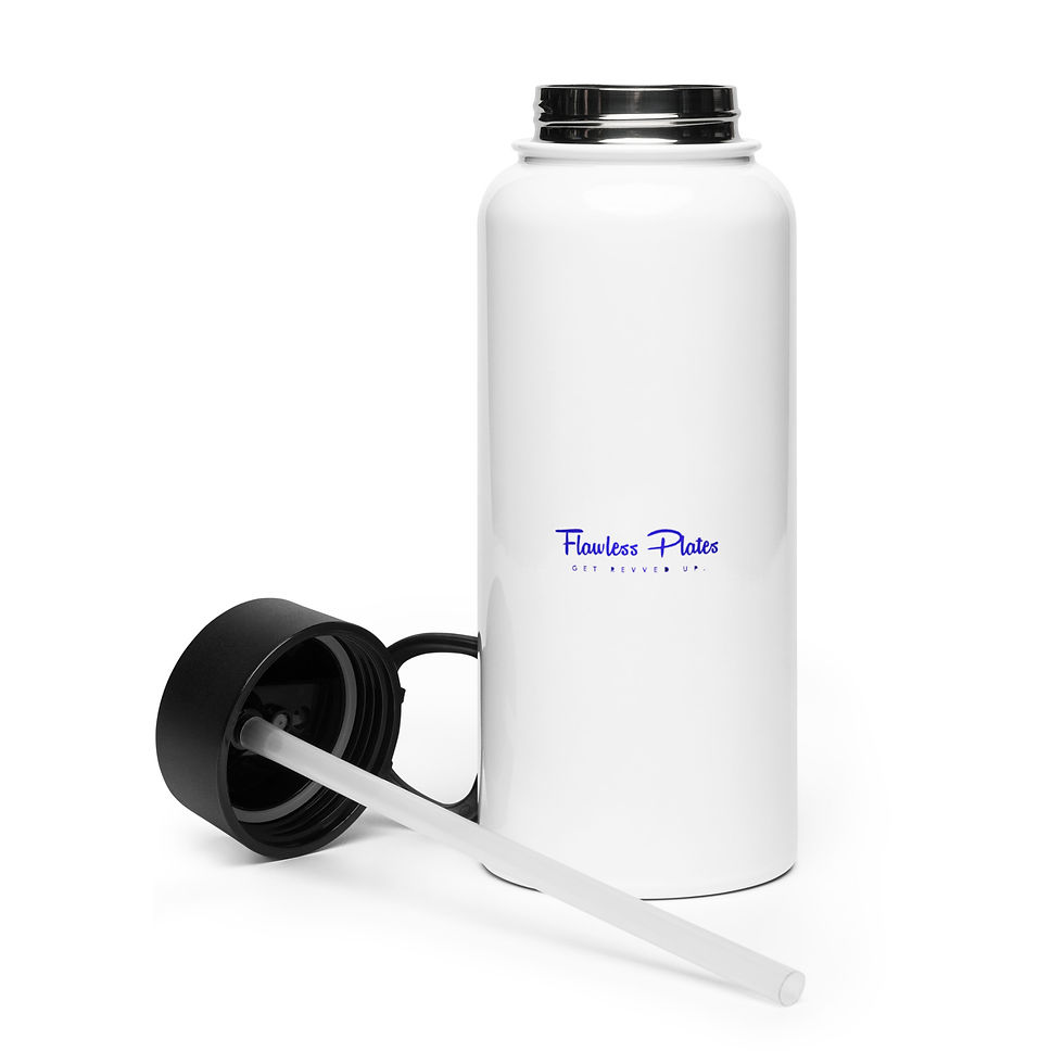 Thumbnail: Flawless Plates Stainless steel water bottle with a straw lid