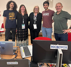 Tammy, second from left, with Linda Buck, CSJ and the tech team from Microvox