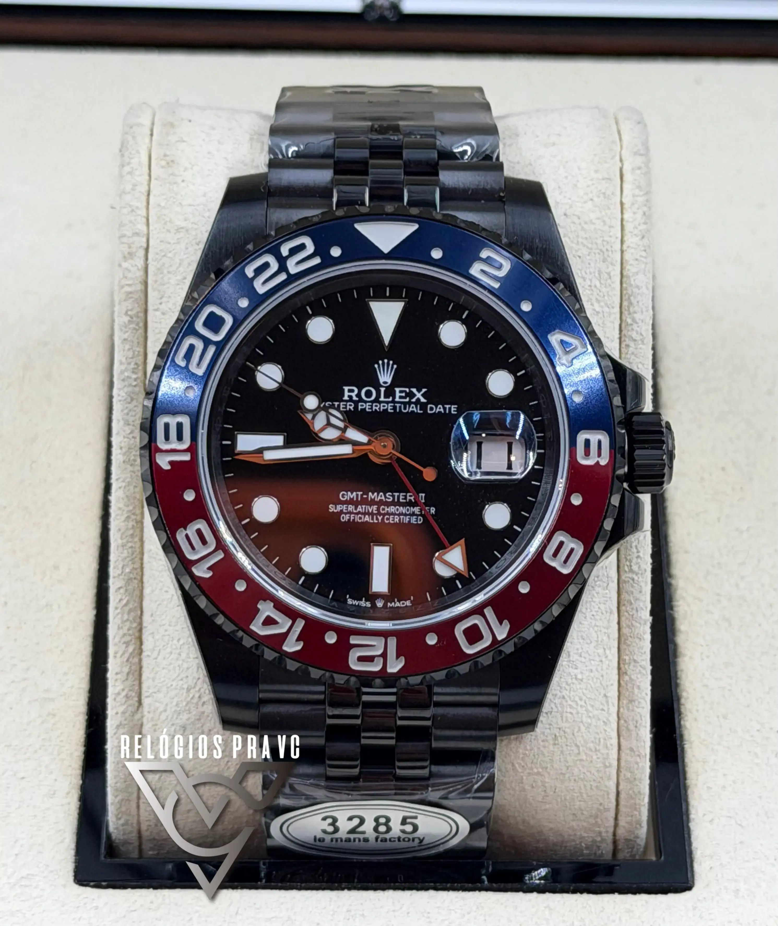 Rolex Gmt Master II Pepsi All Black Jubileu Fundo Aberto