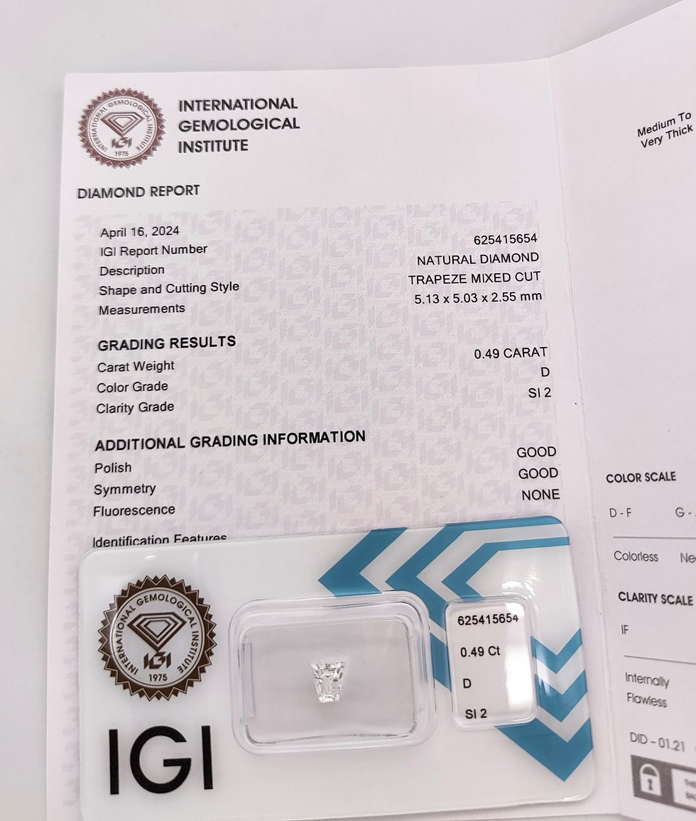 Miniatura: Diamante Natural 0.49ct Talla Trapecio Color D SI2 Certificado IGI Sellado