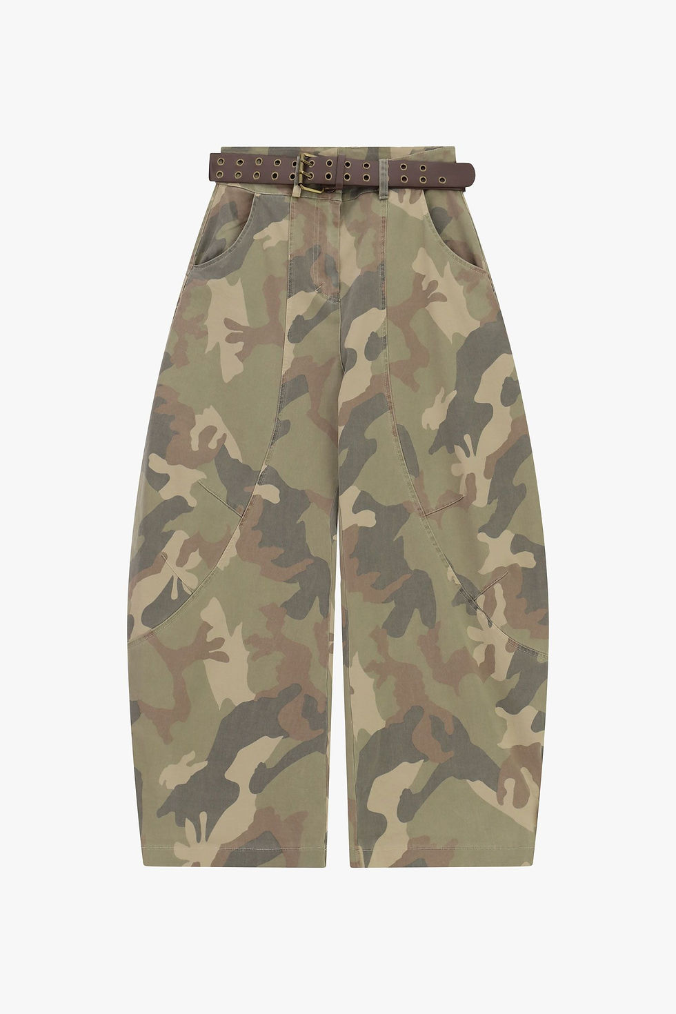 Miniature : Pantalon palazzo imprimé camouflage avec ceinture