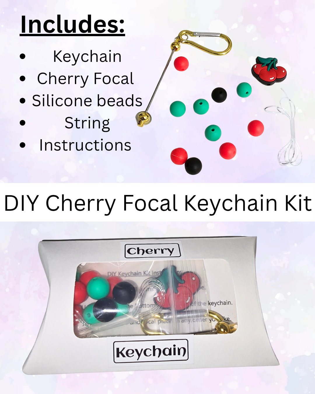 DIY Cherry Keychain Kit – Fun Craft Kit with Beads, Charm & Surprise Gift