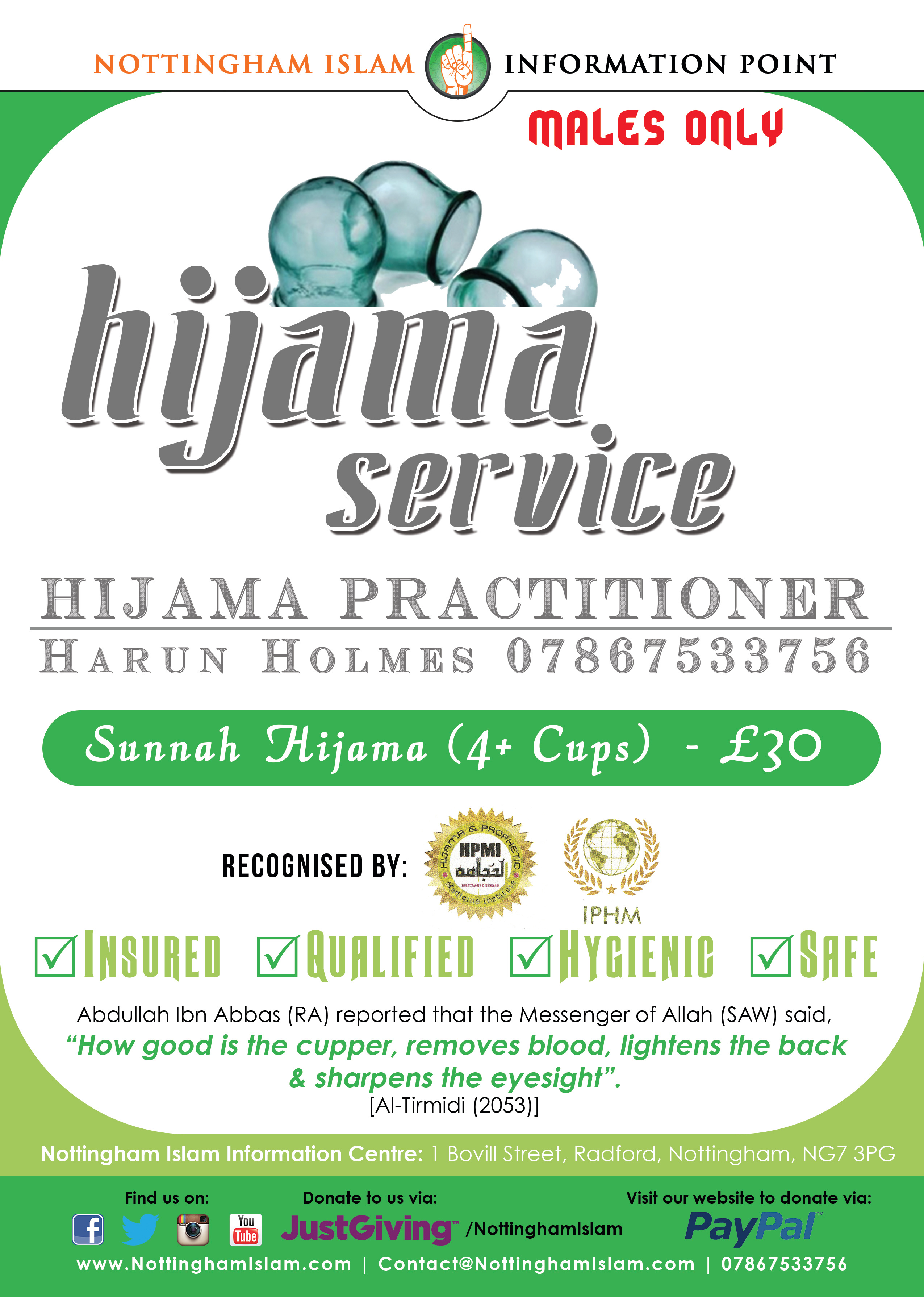 Hijama Service at the Nottingham Islam Information Centre 