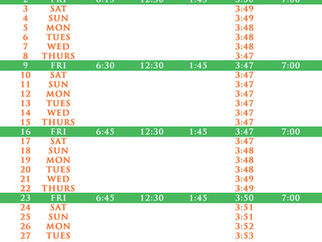 Salah Timetable - January 2017