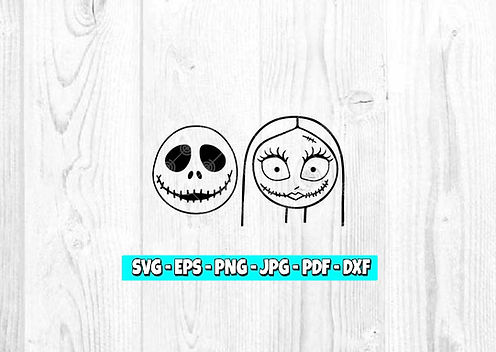 Jack and Sally Skellington Head SVG | Nightmare Before