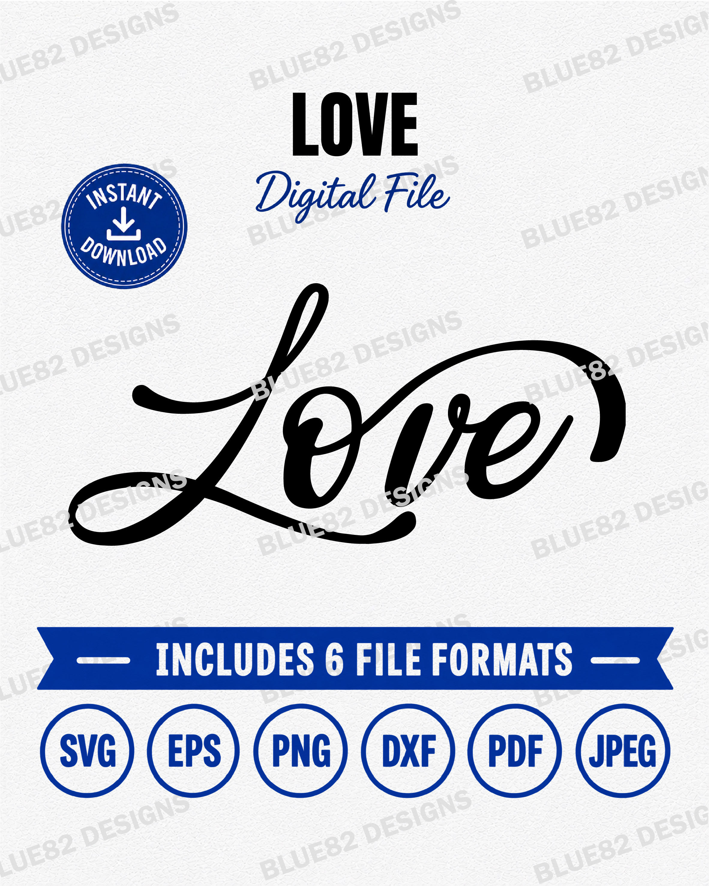 Love SVG | Cursive Lettering | (Digital Files)