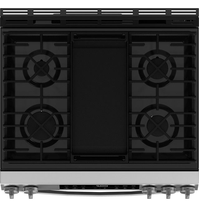 Thumbnail: GE 30" Slide-In Front-Control Gas Range with Crisp Mode, GGS500SVSS