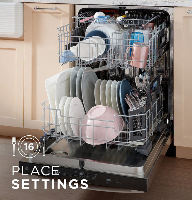 Thumbnail: GE Top Control Stainless Interior Dishwasher with Sanitize, GDP670SMVES