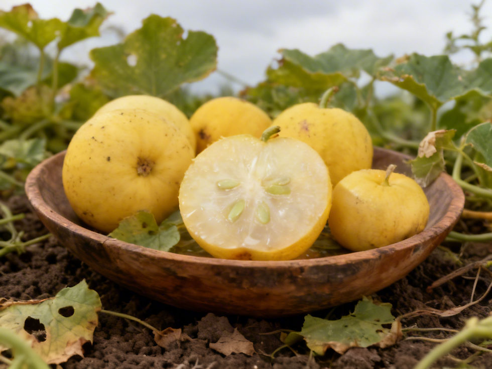 Samen der gelben Gurke „Crystal Apple“ (Cucumis) – kleine, runde, sonnengelbe Früchte mit mildem, süßlichem Geschmack