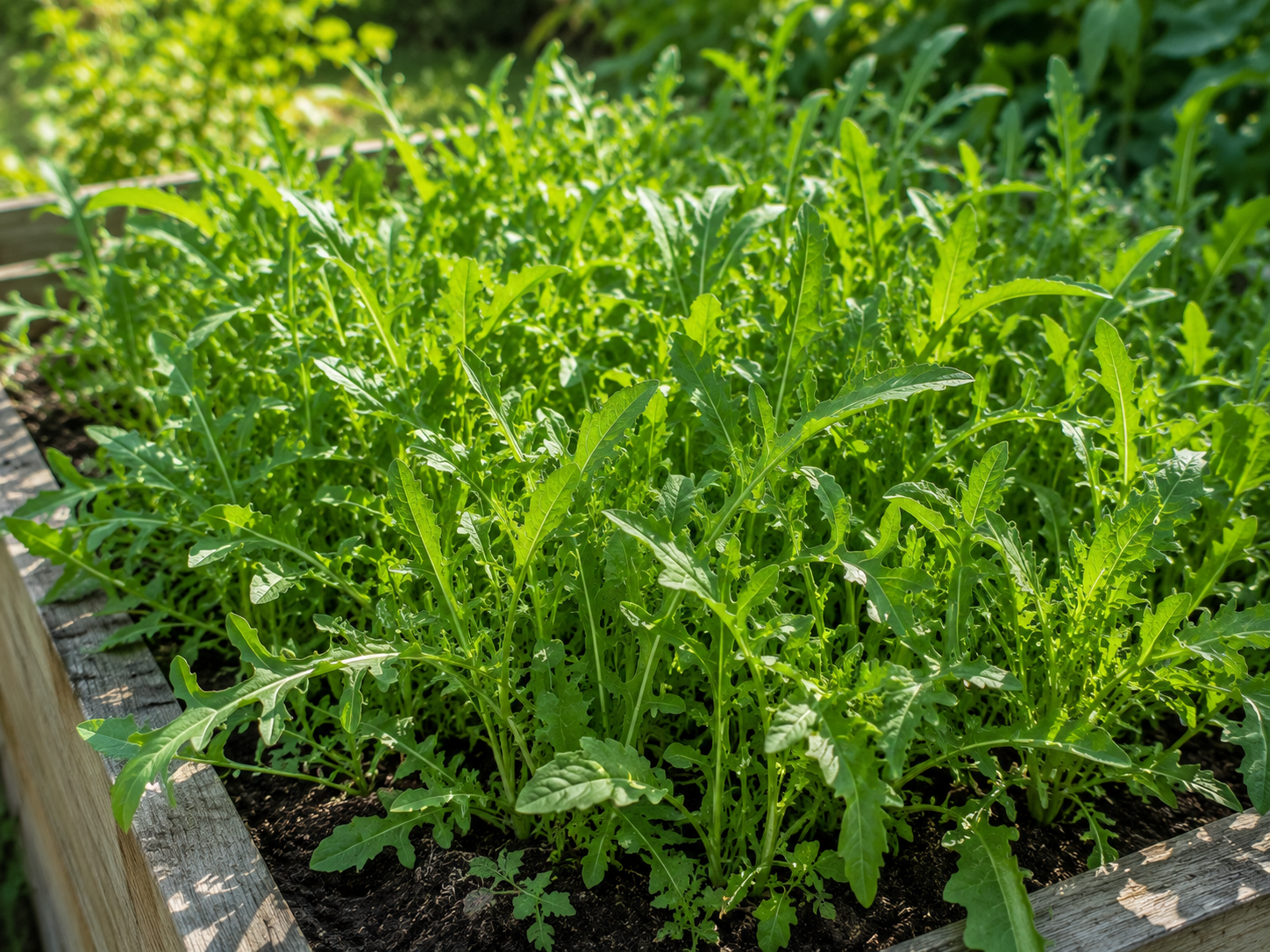 Wilde Rauke mit schmalen, tief gezackten, dunkelgrünen Blättern