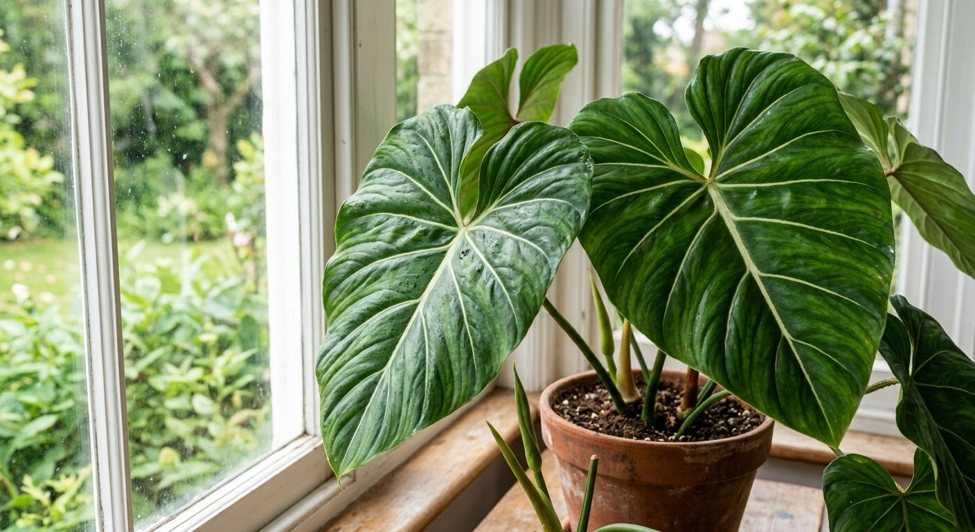 F1888 Philodendron Plowmanii Fensterblatt mit großen, herzförmigen Blättern – dekorative Zimmerpflanze mit auffälliger Blatts