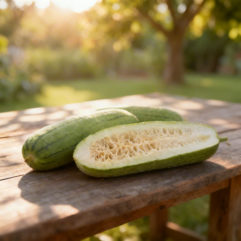 Luffa Gurke frisch geerntet für Küche oder Bastelprojekte