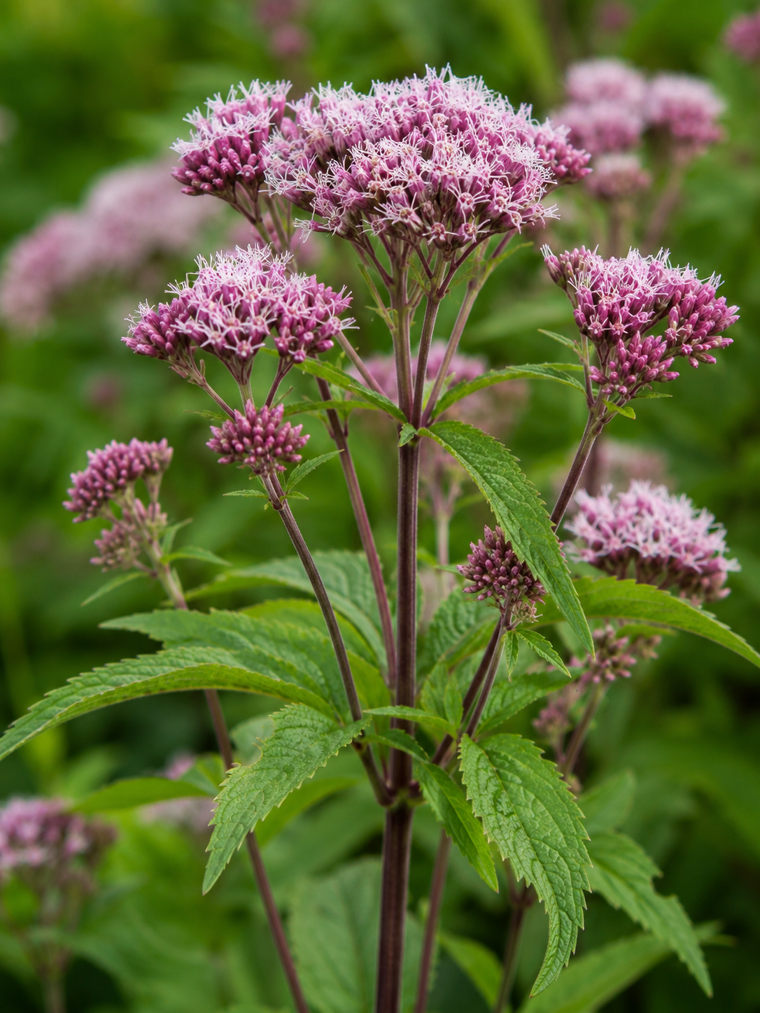 Wasserhanf (Eupatorium cannabinum) mit rosavioletten Blütenständen und kräftigem Wuchs am Teichrand oder im Garten.