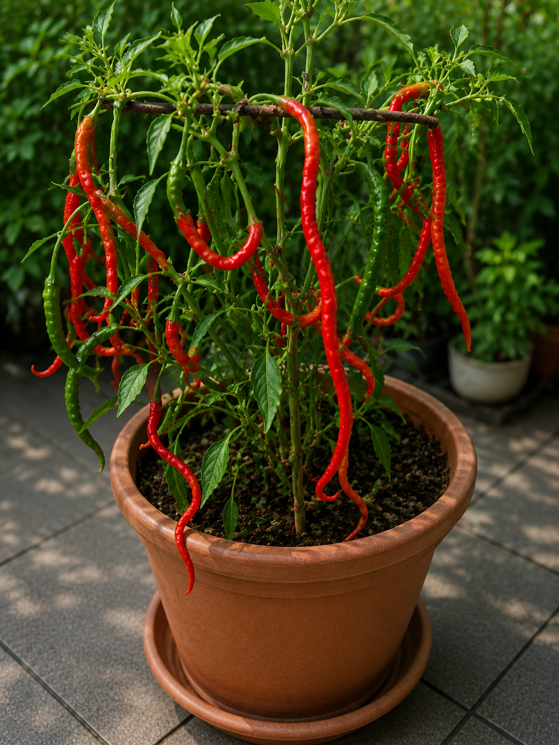Hochwertige Samen der Chili Thunder Green XXL Long für extra lange, grüne, scharfe Früchte mit kräftigem Aroma – ideal für Ga