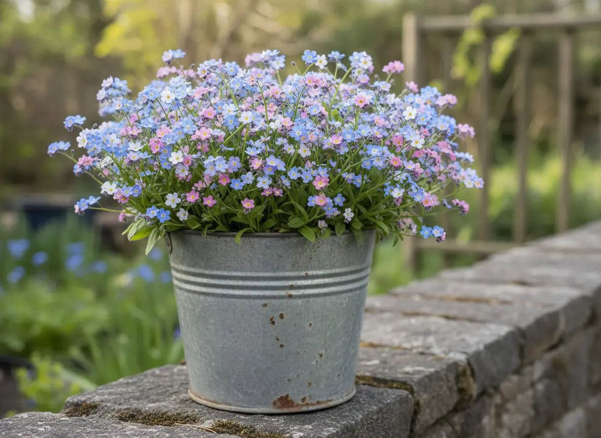 Myosotis Vergissmeinnicht Mix mit rosa, weißen und blauen Blüten