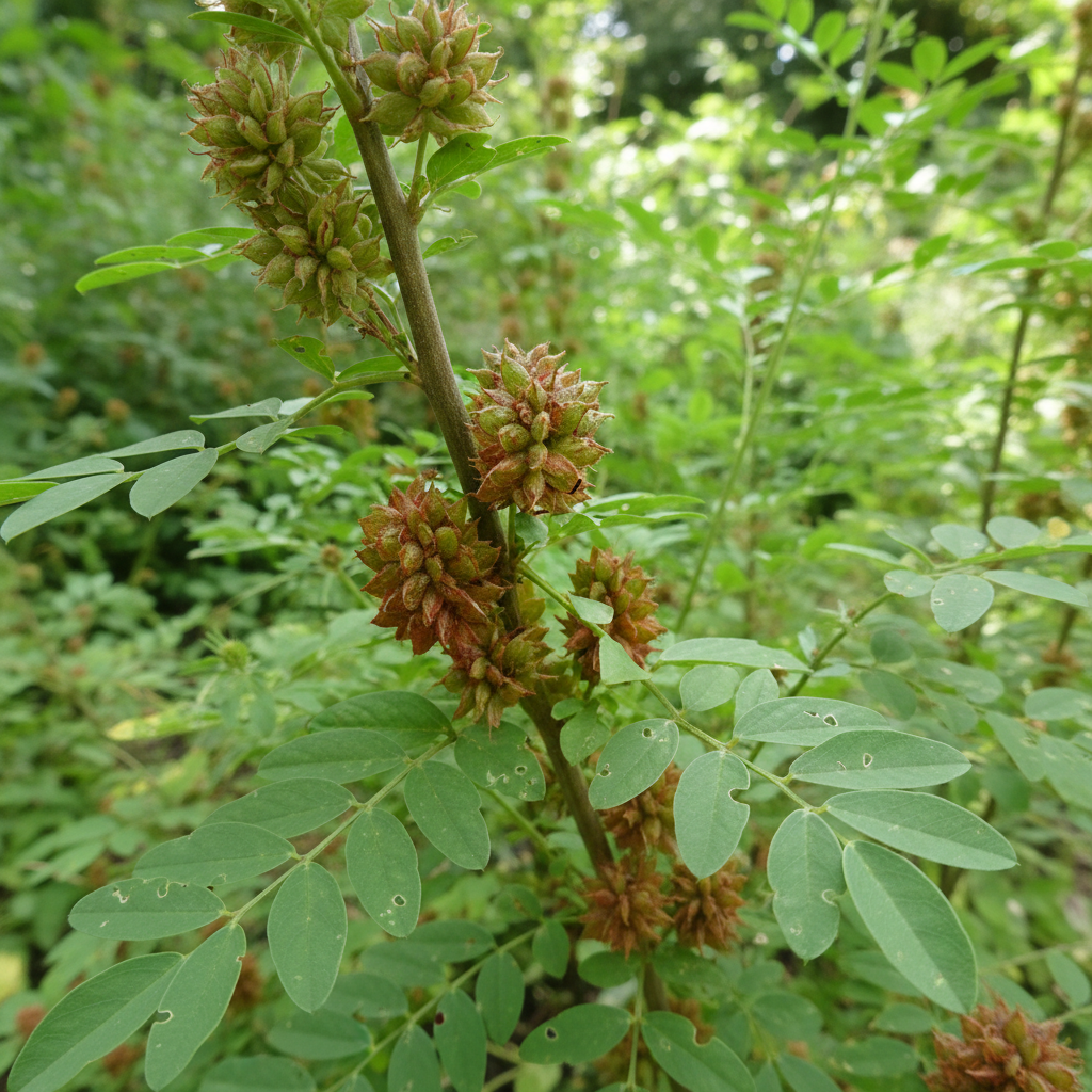 Römisches Süßholz (Glycyrrhiza echinata) – mehrjährige Heilpflanze mit violett-blauen Blüten