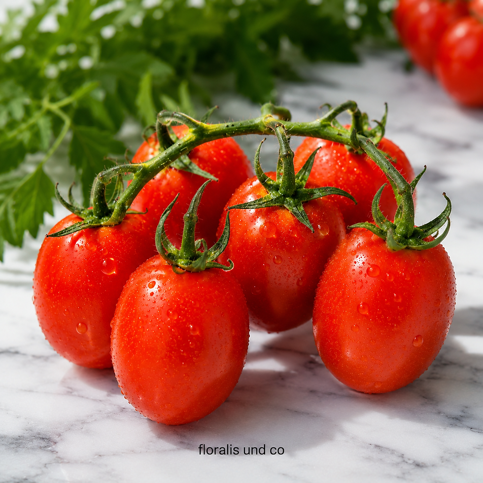 Tomate Or Pera mit goldgelben, birnenförmigen Früchten und süß-fruchtigem Aroma für Garten, Balkon, Hochbeet und Gewächshaus.