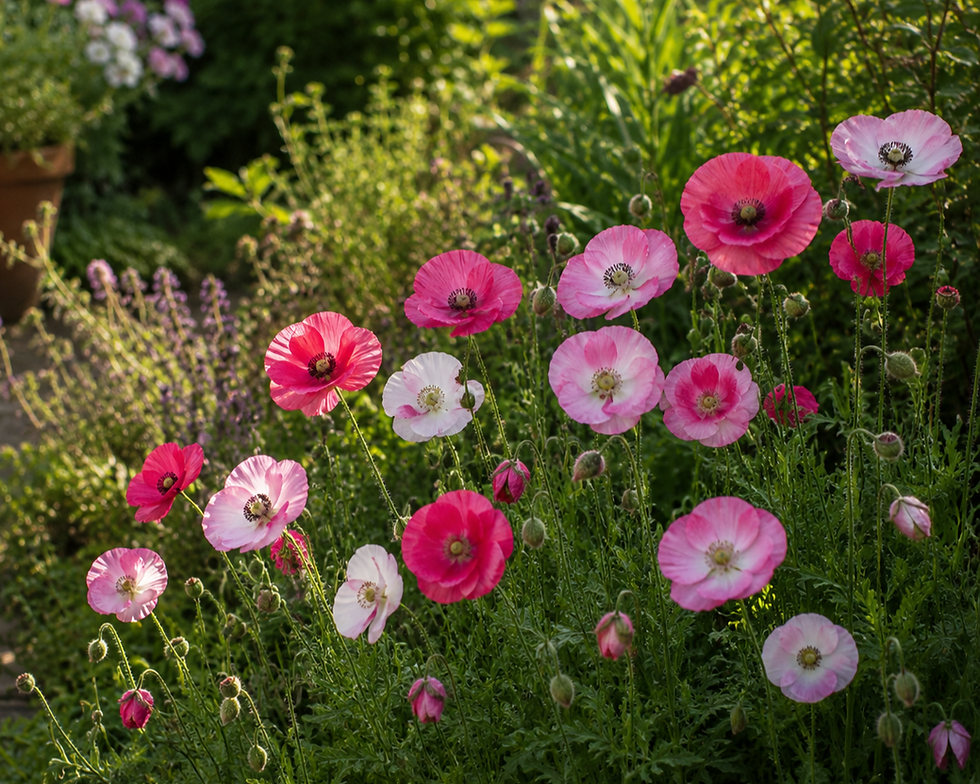 Mohn Shirley Mix Klatschmohn mit großen Blüten in Weiß, Rosa, Rot und Pastelltönen, 30 Samen für Blumenwiesen, Naturgärten