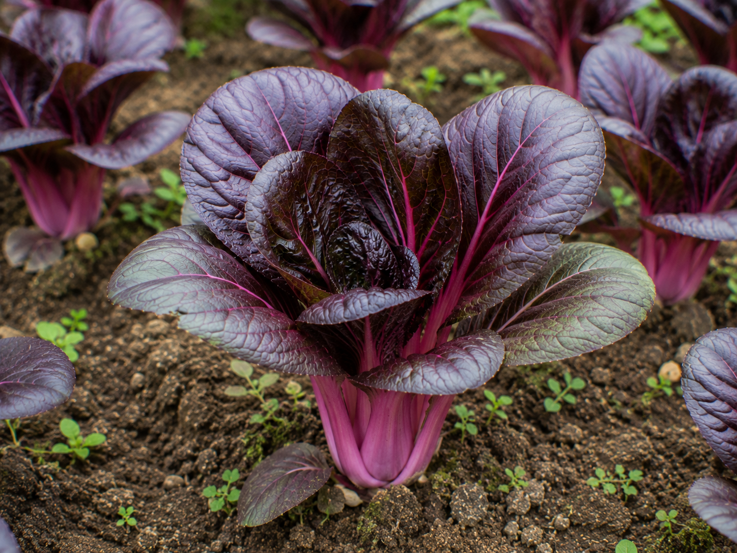 Hochwertige Samen des Pak Choi Arax Rot für dekorative rot-grüne Blätter und milden Geschmack – ideal für Wokgerichte, Salate