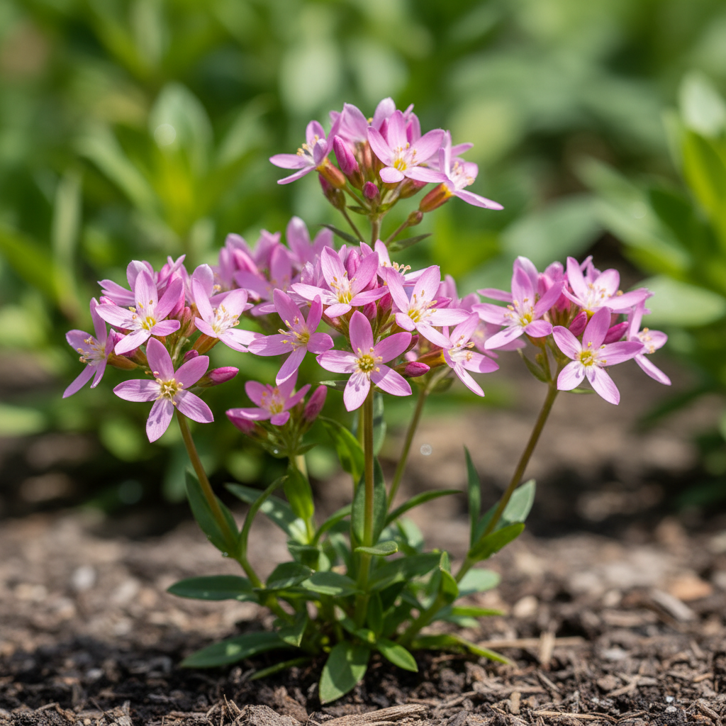 Echtes Tausendgüldenkraut (Centaurium erythraea) mit zarten rosafarbenen Sternblüten